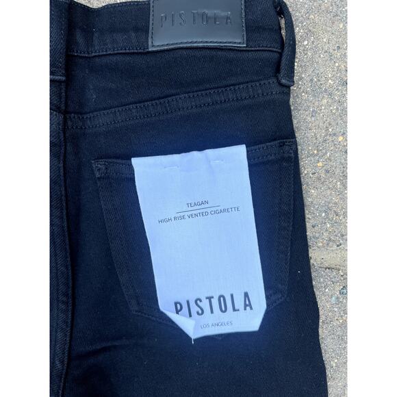 NWT Pistola Teagan high rise vented ciagarett front slit black jeans size 24 - Picture 6 of 7